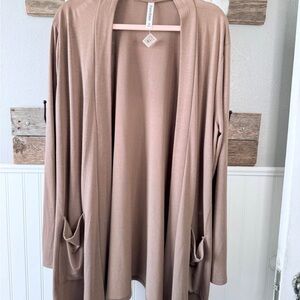 Zenana Outfitters Light Brown Open Front Cardigan